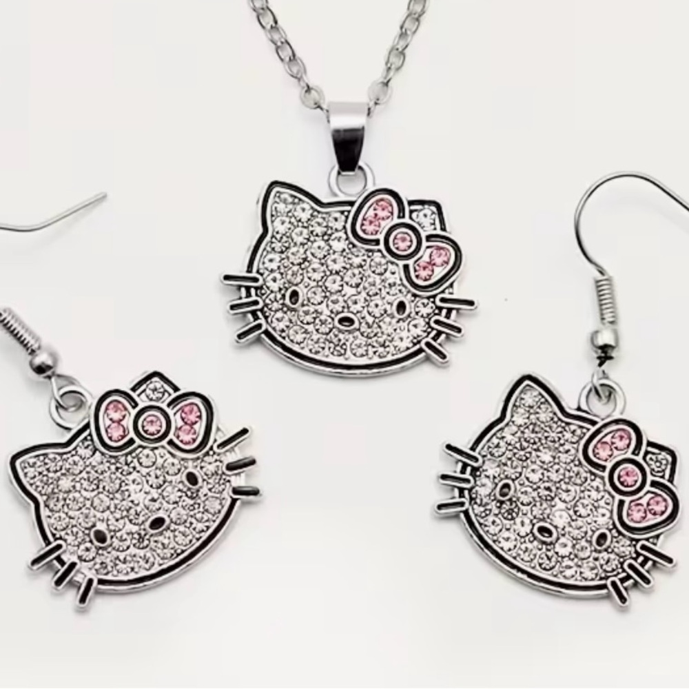 Hello Kitty Silver Necklace with Pink Accents